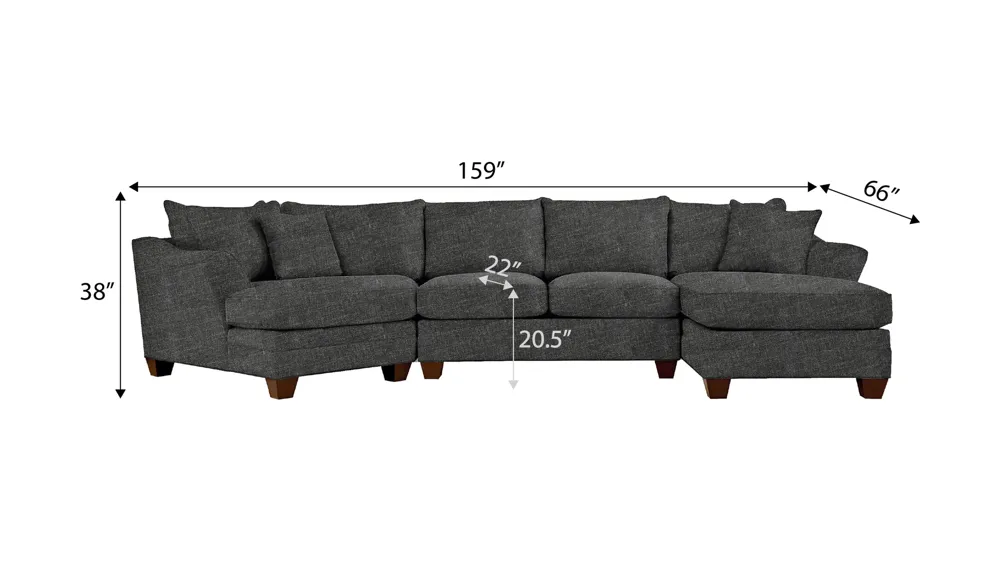 Foresthill 3-pc. Right Hand Facing Sectional Sofa Dimensions