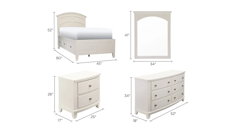 Kylie Youth 4-pc. Platform Bedroom Set w/ 1-Sided Storage Bed Dimensions