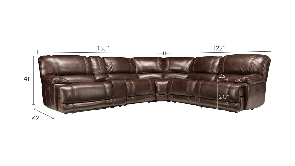 Dowling 6-pc. Sectional Sofa w/ 3 Power Recliners Dimensions