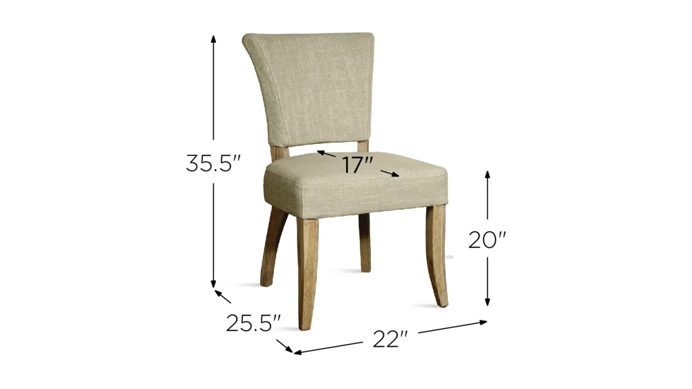 Austin Side Dining Chair: Set of 2 Dimensions