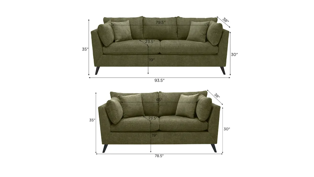 Caruso Living Room Set Dimensions
