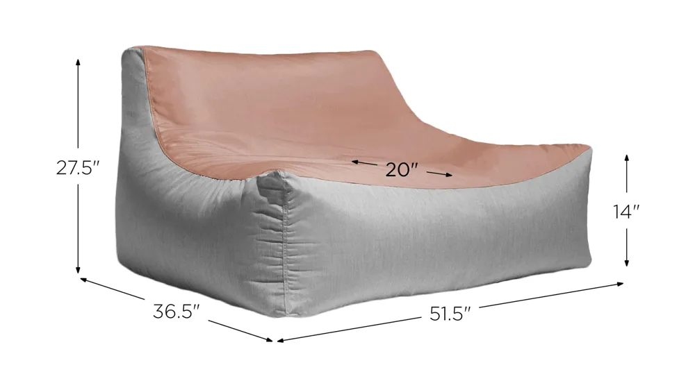 Veridiana Outdoor Bean Bag Loveseat / Modern Patio Sofa Dimensions