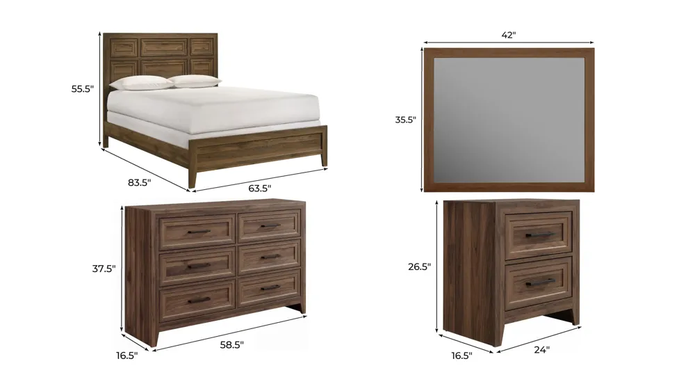 Syrus 4-pc. Bedroom Set Dimensions