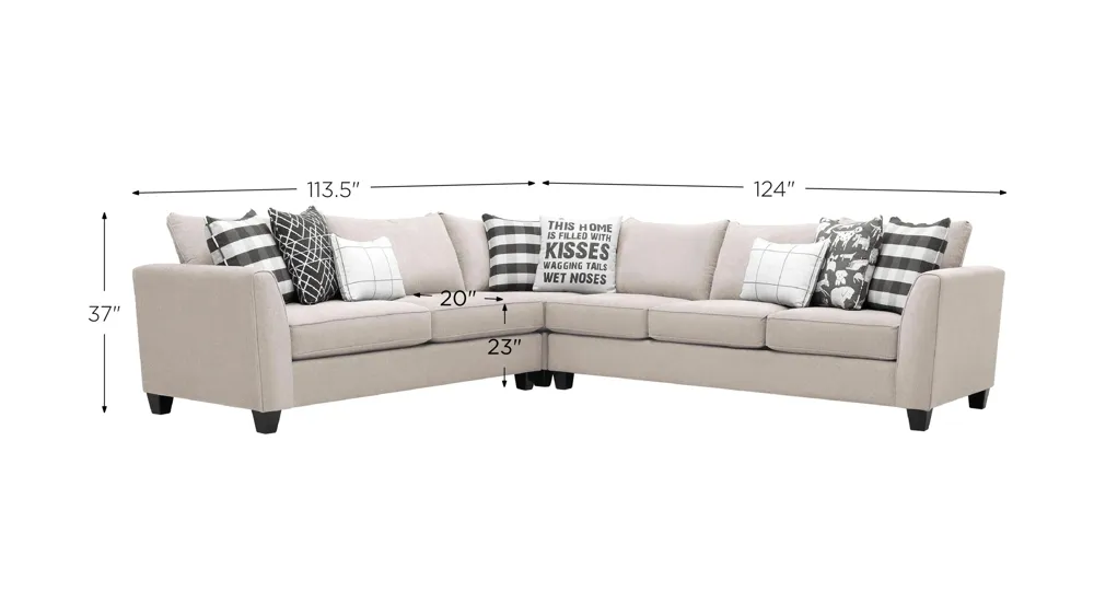 Daine 3-pc. Sectional Sofa Dimensions
