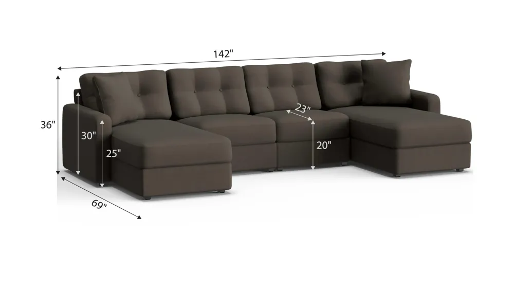 ModularOne 4-pc. Sectional Dimensions
