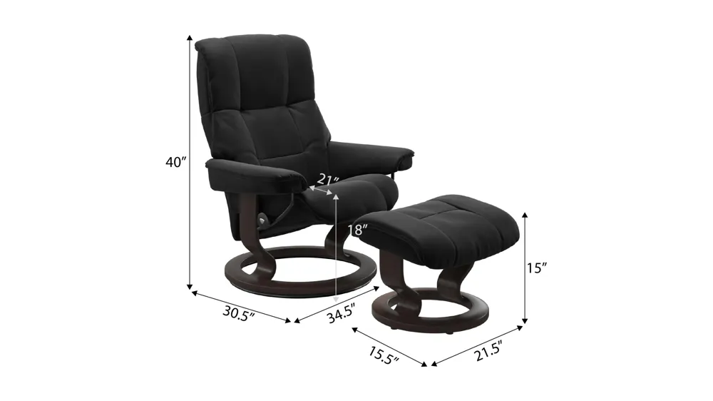 Mayfair Large Classic Chair & Ottoman Dimensions