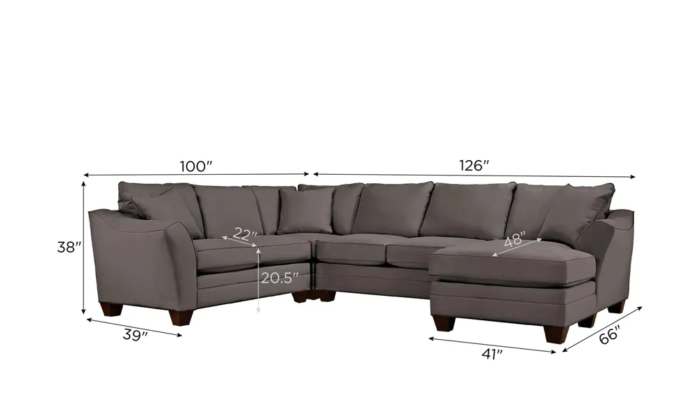 Foresthill 4-pc. Sectional w/ Right Arm Facing Chaise Dimensions