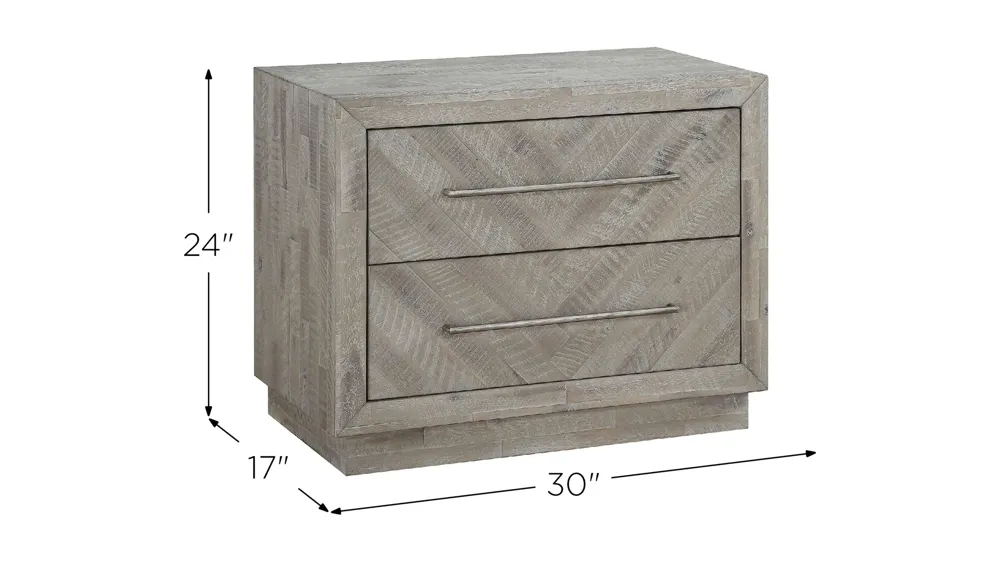 Alexandra Solid Wood Two Drawer Nightstand Dimensions