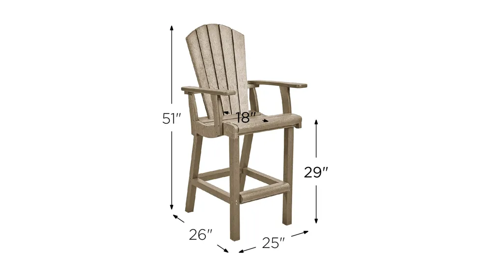 Generation Recycled Outdoor Classic Bar Height Arm Chair Dimensions