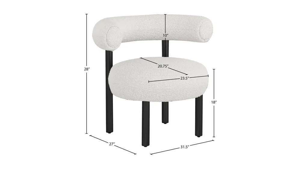 Bordeaux Boucle Fabric Accent Chair Dimensions