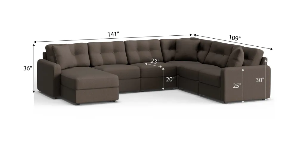 ModularOne 6-pc. Sectional Dimensions