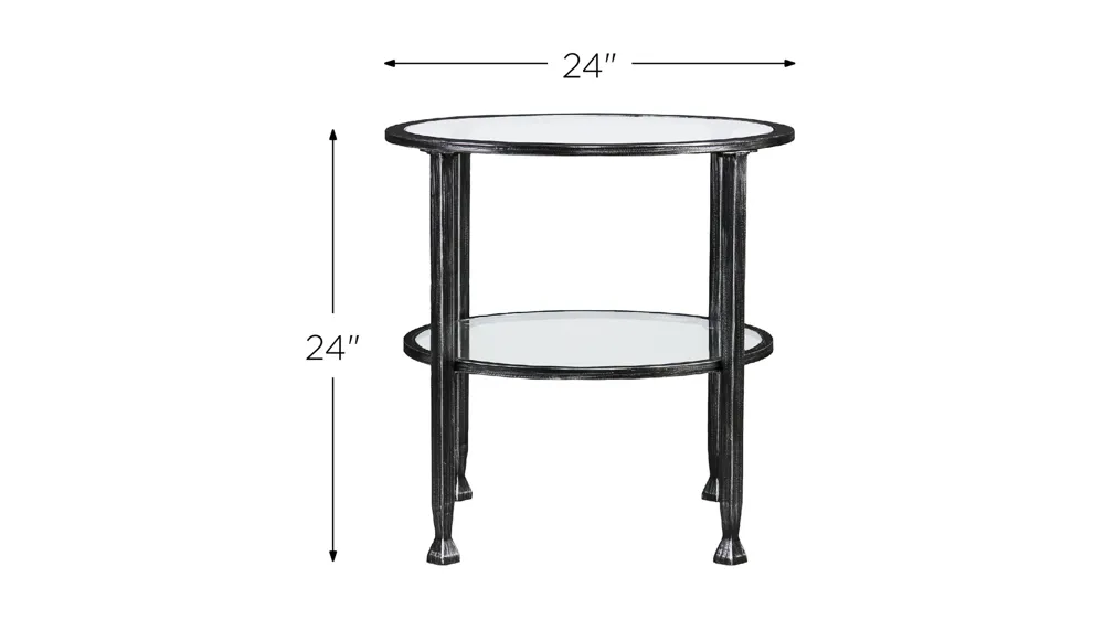 Bexley Metal/Glass Round End Table Dimensions