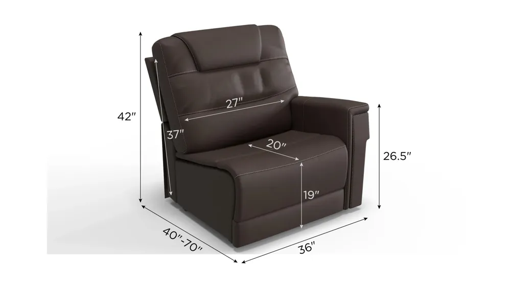 Danbury Right Arm Facing Triple Power Recliner | Raymour & Flanigan