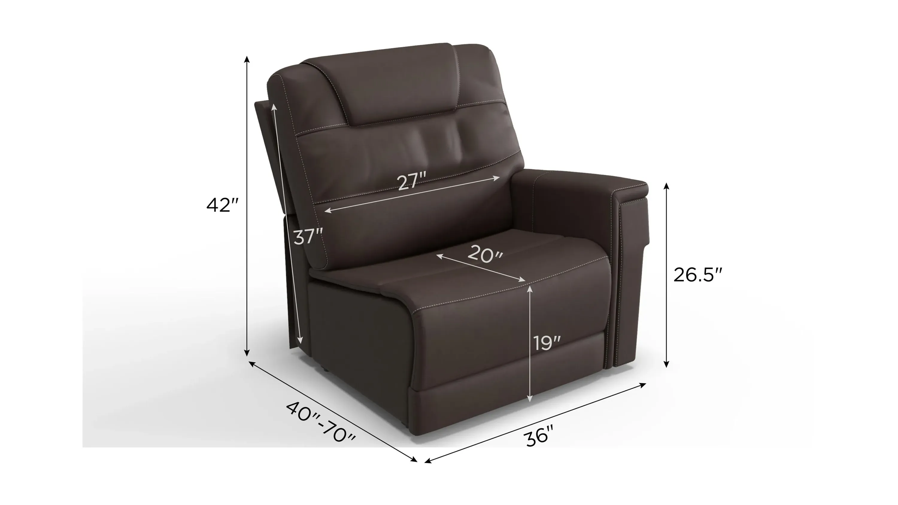 Danbury Right Arm Facing Triple Power Recliner | Raymour & Flanigan