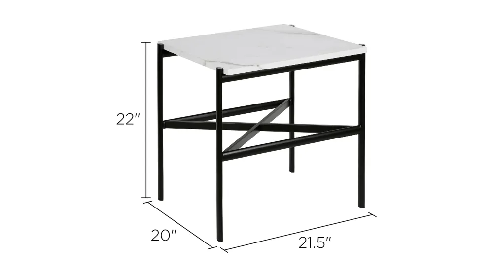 Braxton Rectangular Side Table with Faux Marble Top Dimensions