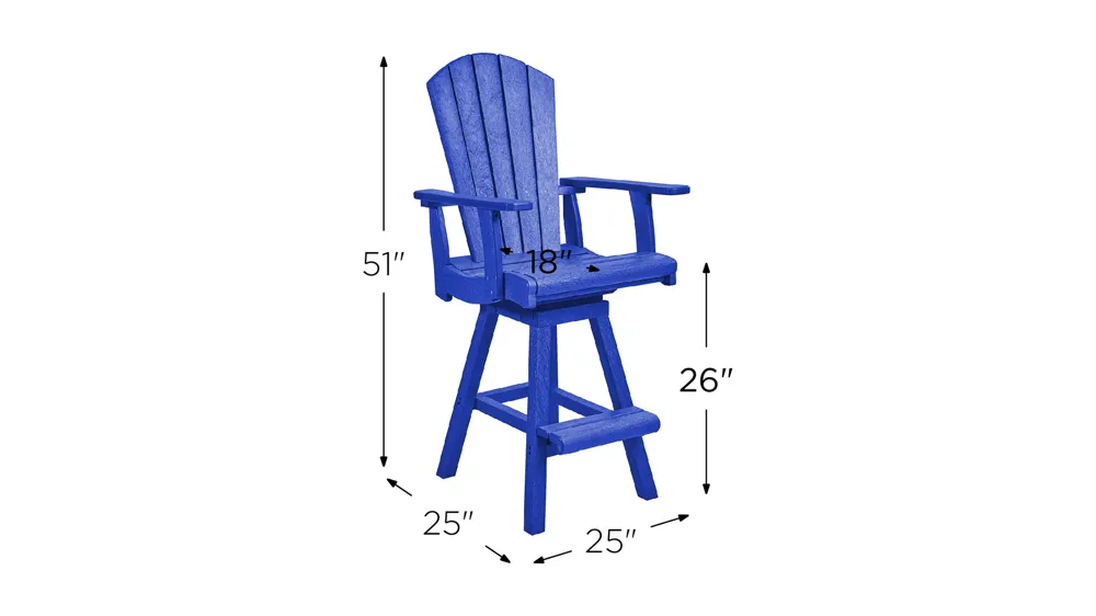 Generation Recycled Outdoor Swivel Bar Height Arm Chair Dimensions