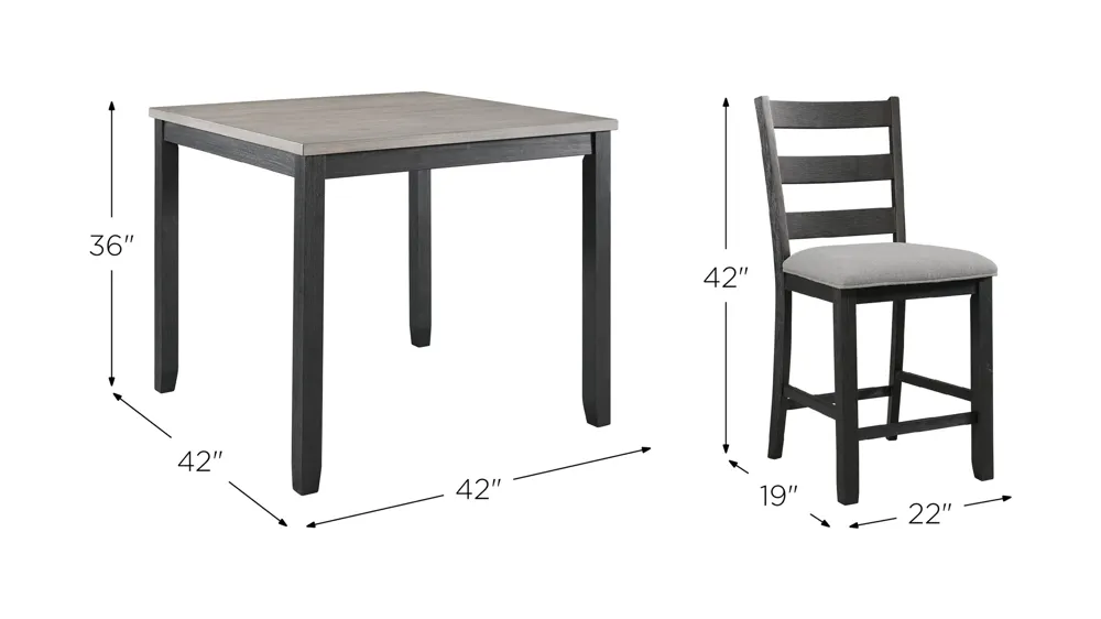 Glenwood 5-pc. Counter-Height Dining Set Dimensions