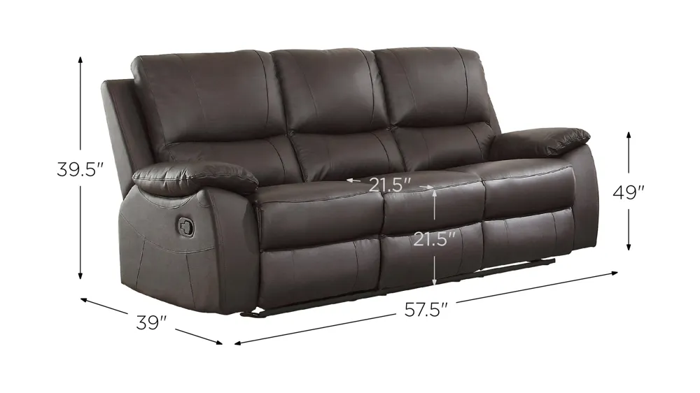 Delara Double Reclining Sofa Dimensions