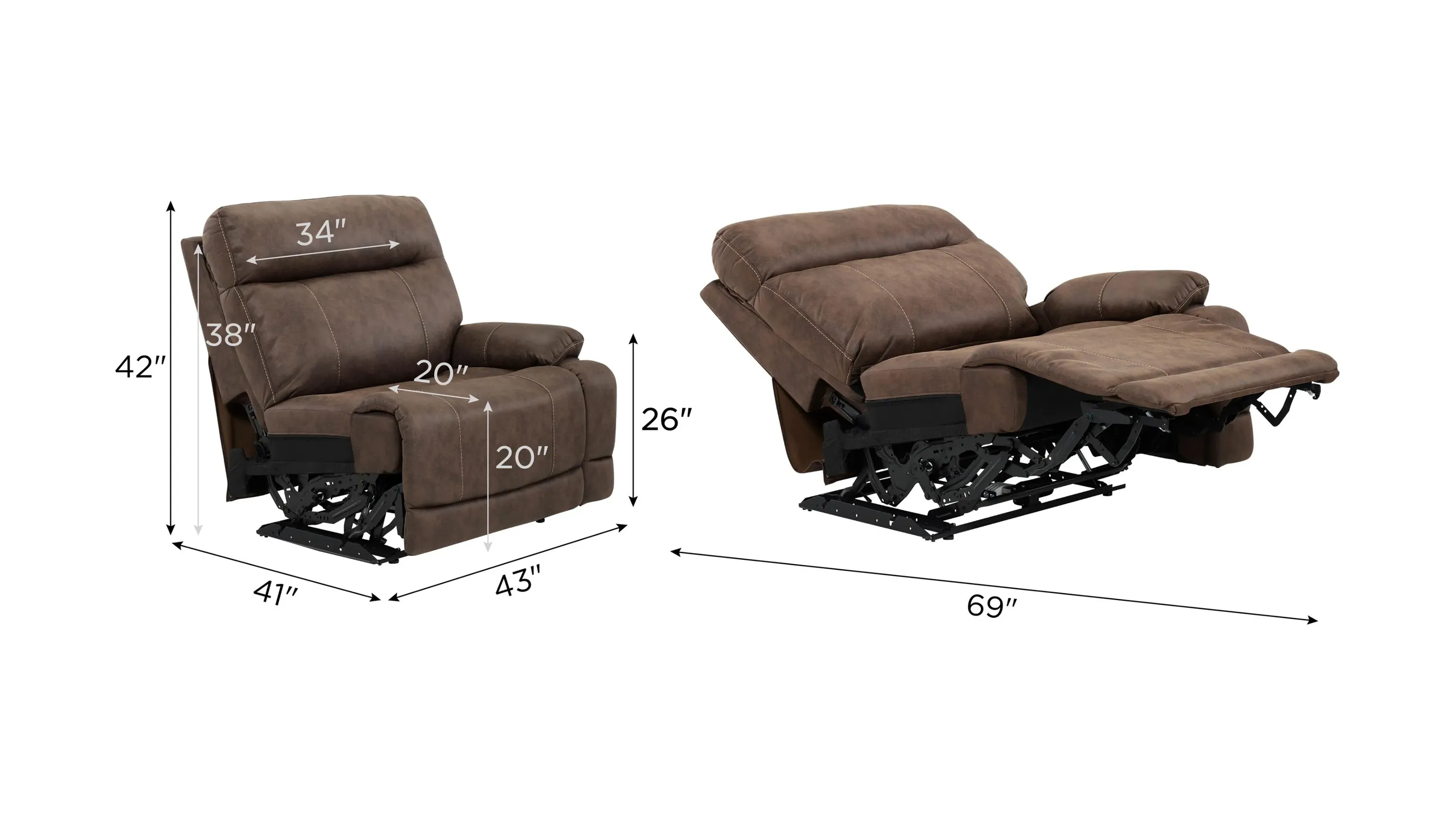 Gates Right Arm Facing Dual Power Recliner | Raymour & Flanigan