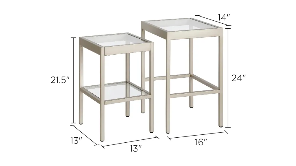 Alexis Rectangular Nested Side Table Set Dimensions