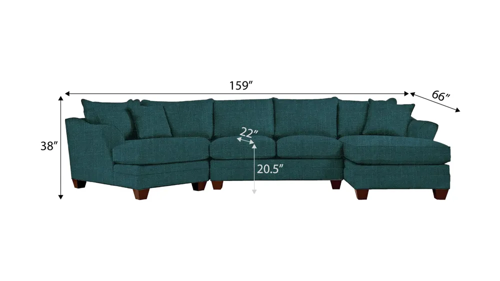 Foresthill 3-pc. Right Hand Facing Sectional Sofa Dimensions