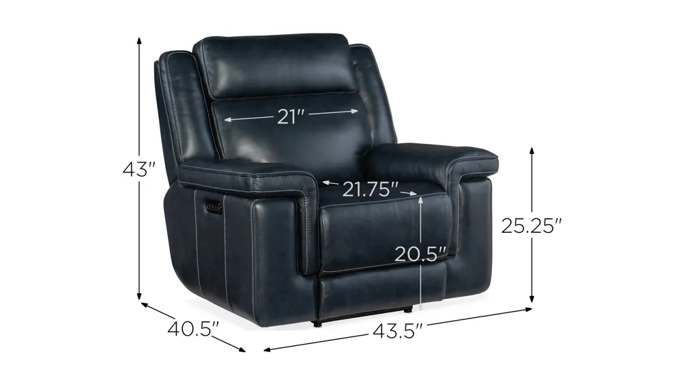 Montel Lay Flat Power Recliner with Power Headrest & Lumbar Dimensions