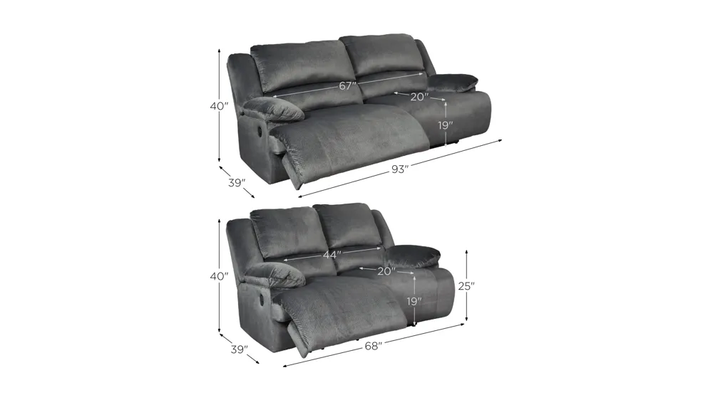 Lassider 2-pc. Reclining Sofa and Loveseat Dimensions