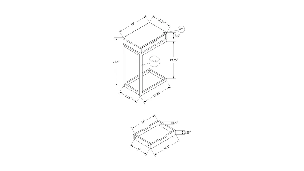 Monarch Specialties C Accent Table Dimensions