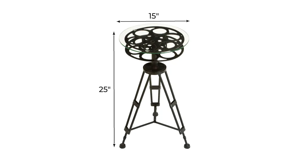 Ivy Collection Movie Reel Accent Table Dimensions
