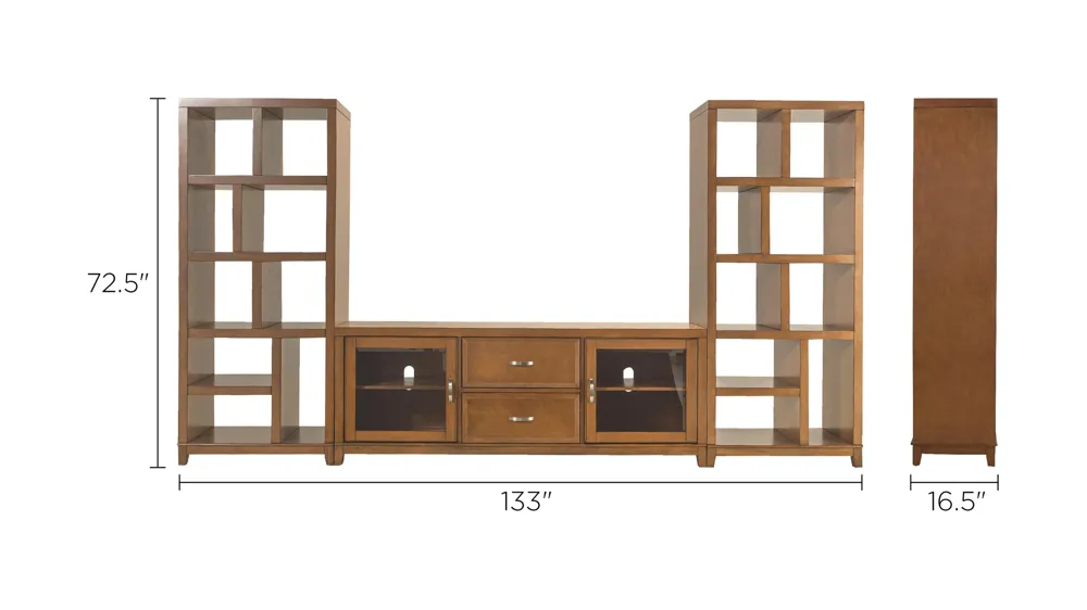Granthom 3-pc. Wall Unit w/ 72" TV Console Dimensions