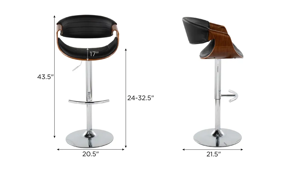 Symphony Adjustable Barstool - Set of 2 Dimensions