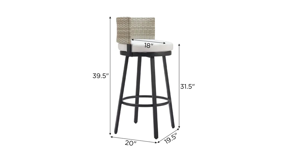 Midnight Wave Outdoor Barstool Dimensions