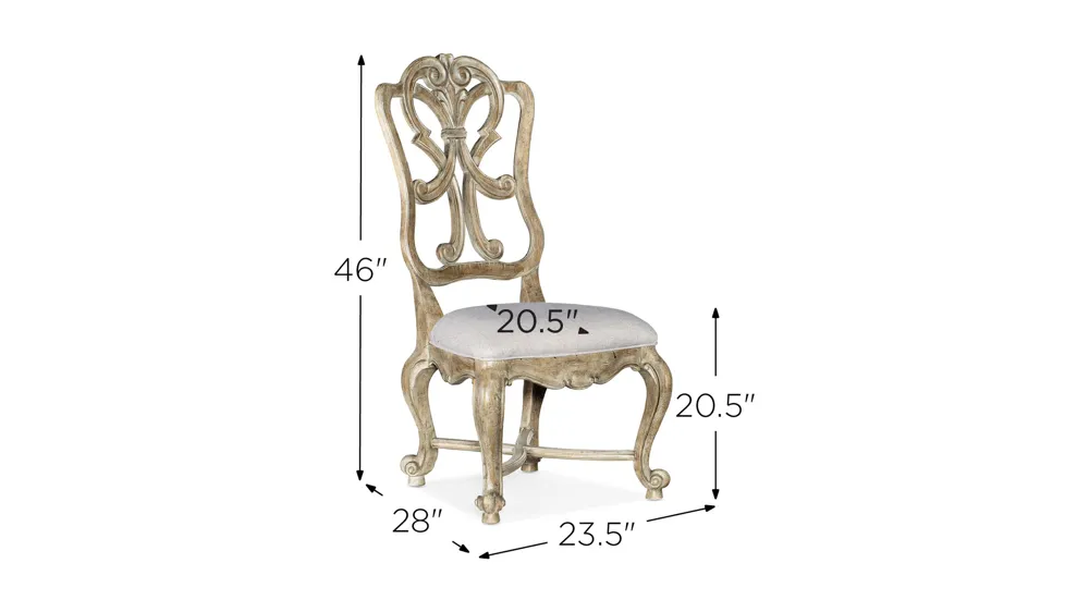 Castella Wood Back Side Chair - Set of 2 Dimensions
