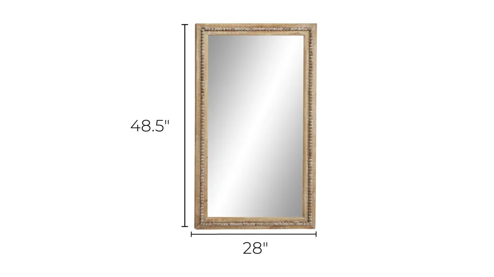 Ivy Collection Light Brown Wood Wall Mirror Dimensions