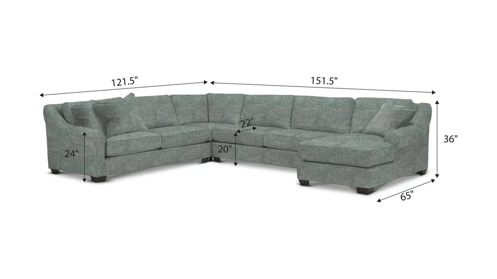 Thatcher 4-pc. Sectional Dimensions