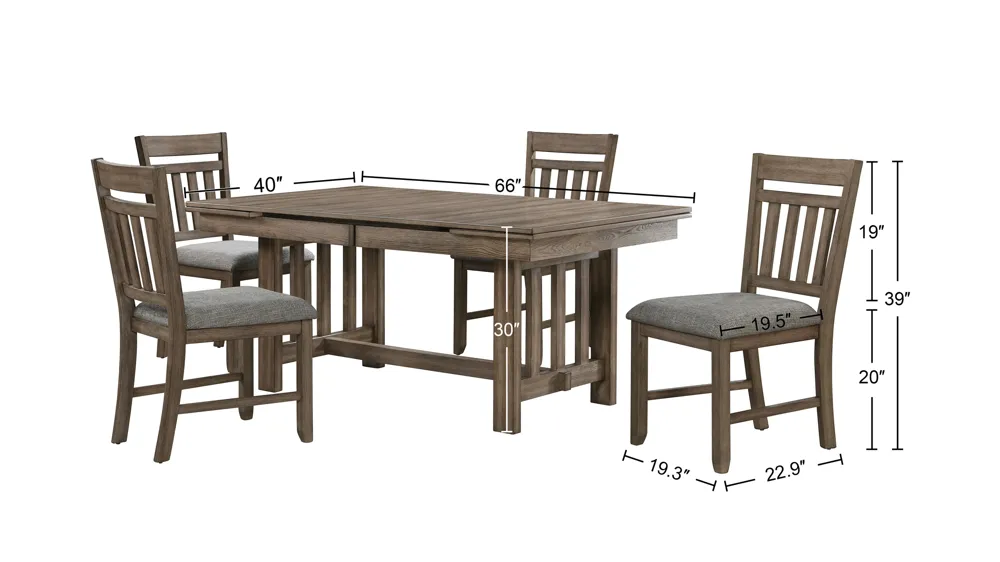 Harrisburg 5-pc. Extendable Dining Set Dimensions