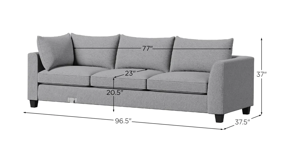 Daine Right Arm Facing Sofa w/ Sectional Bracket Dimensions