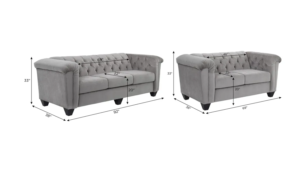Lush Living Room Set Dimensions