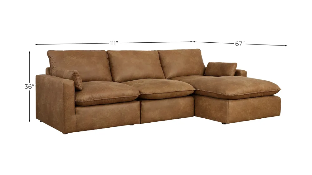 Marlaina 3-Piece Sectional with Chaise Dimensions
