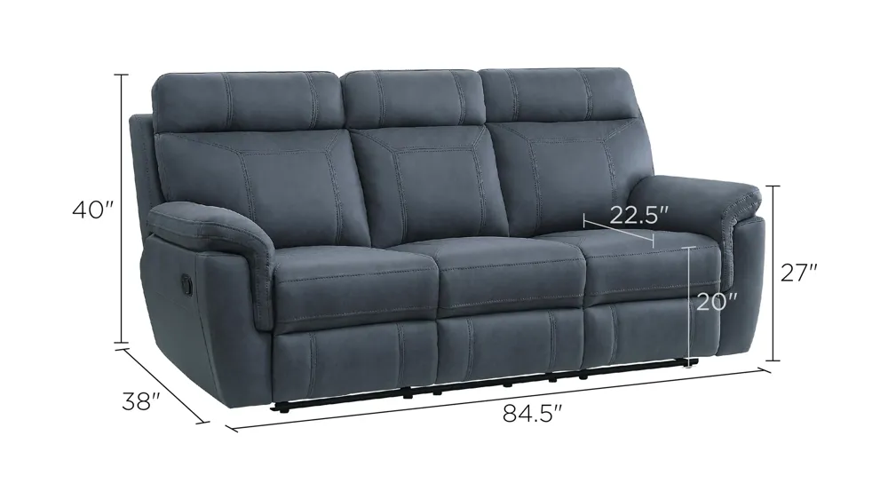 Walter Double Reclining Sofa With Drop-Down Cup Holders Dimensions