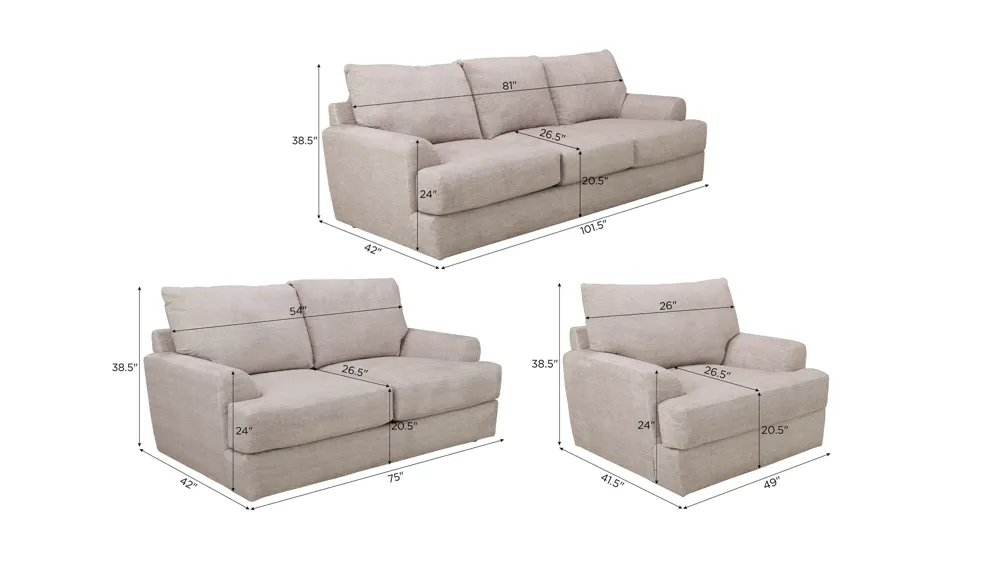 Joel Living Room Set Dimensions