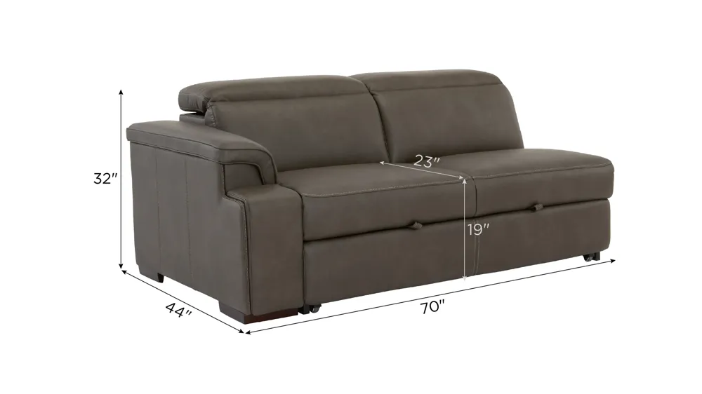 Orion Left Arm Facing Loveseat w/ Pop Up Sleeper and Speaker Headrest Dimensions