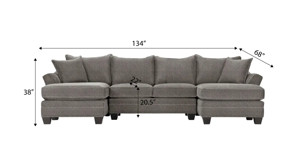 Foresthill 3-pc. Symmetrical Chaise Sectional Sofa Dimensions