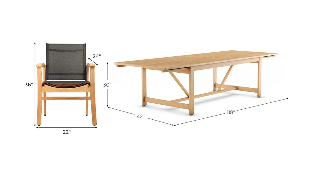 Lifestyle Garden Outdoor 9-pc. Rectangular Dining Set Dimensions