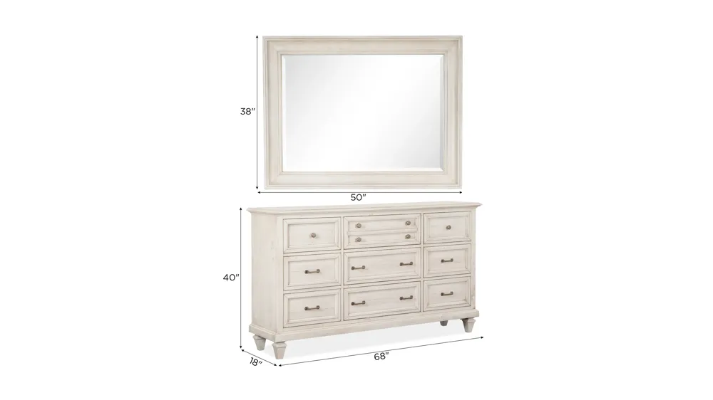 Ashford Dresser w/ Landscape Mirror Dimensions