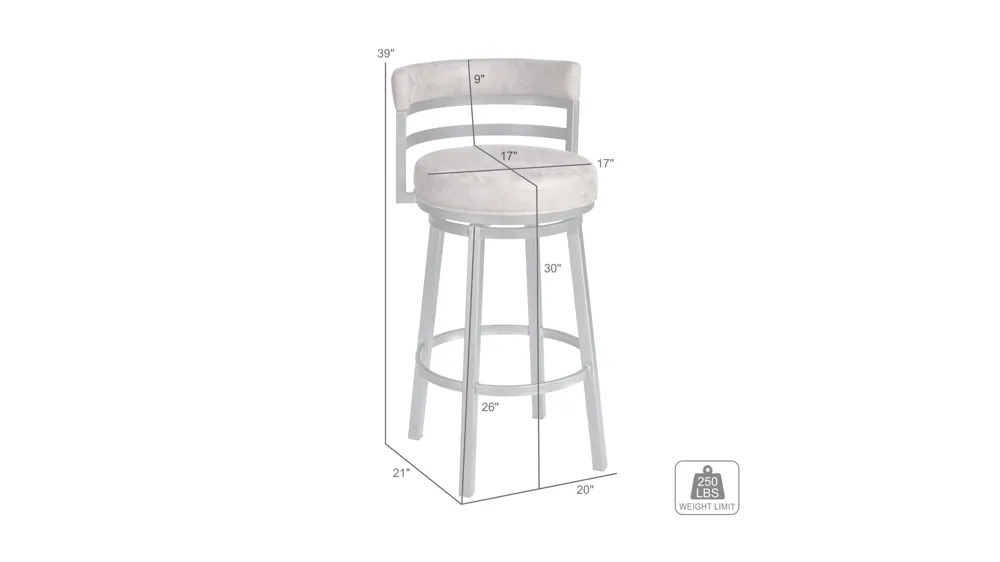 Clary 30" Swivel Barstool Dimensions