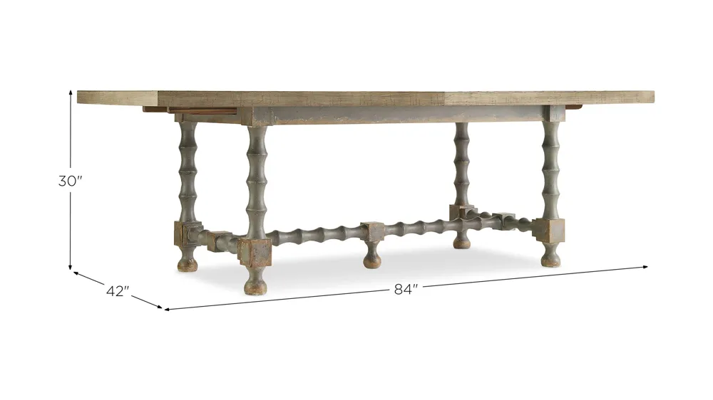 Ciao Bella 84in Rectangular Trestle Dining Table with Two Leaves Dimensions
