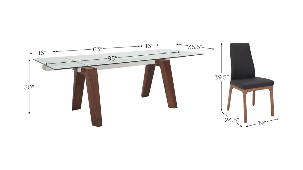 Sombra 5-pc. Dining Set (4 Black Chairs) Dimensions