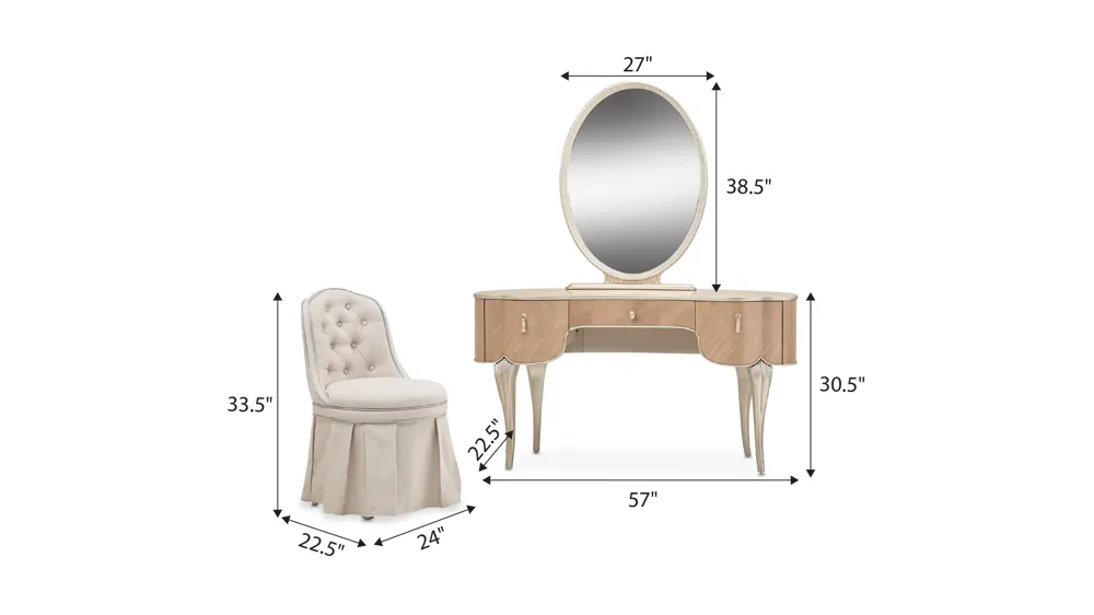 Villa Cherie 3-pc. Vanity Set Dimensions