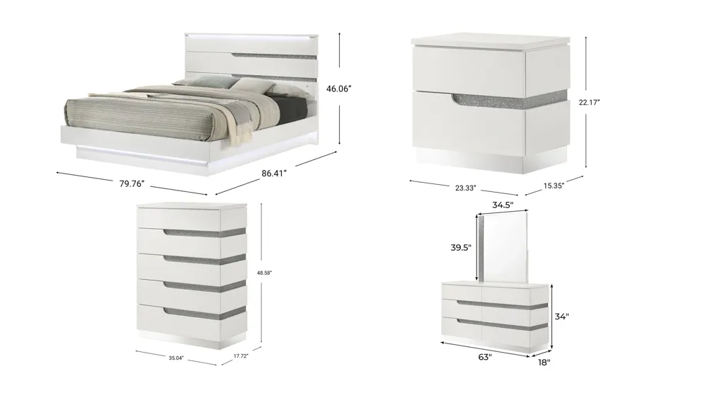 Paradox 5-pc. Bedroom Set Dimensions